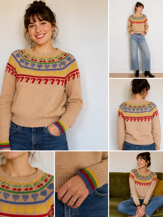 Rachel Antonoff Sweaters - Rachel Antonoff Alpaca Intarsia Lucky 7 Cherry Sweater